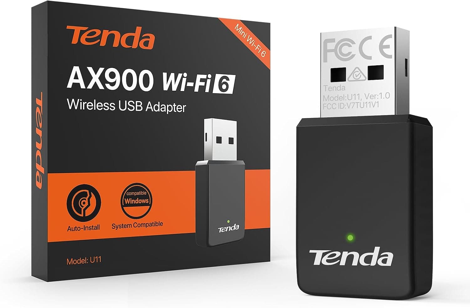 Tenda Clé WiFi Puissante AX900, Adaptateur USB Wi-FI pour PC, Dongle WiFi, Double Bande 5G/2.4G, Soft-AP, MU-MIMO, Windows7/10/11, U11
