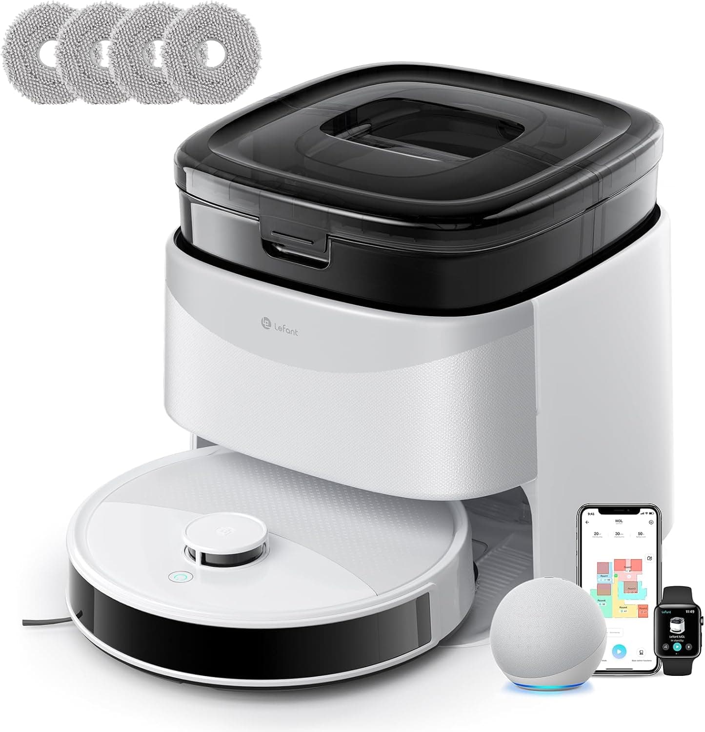Lefant M3L Robot Aspirateur Laveur 10 000 Pa, Station Multifonctionnelle, Double Serpillière Rotative 200 TR/Min, Navigation dToF, Évitement d'obstacles PSD, 220min