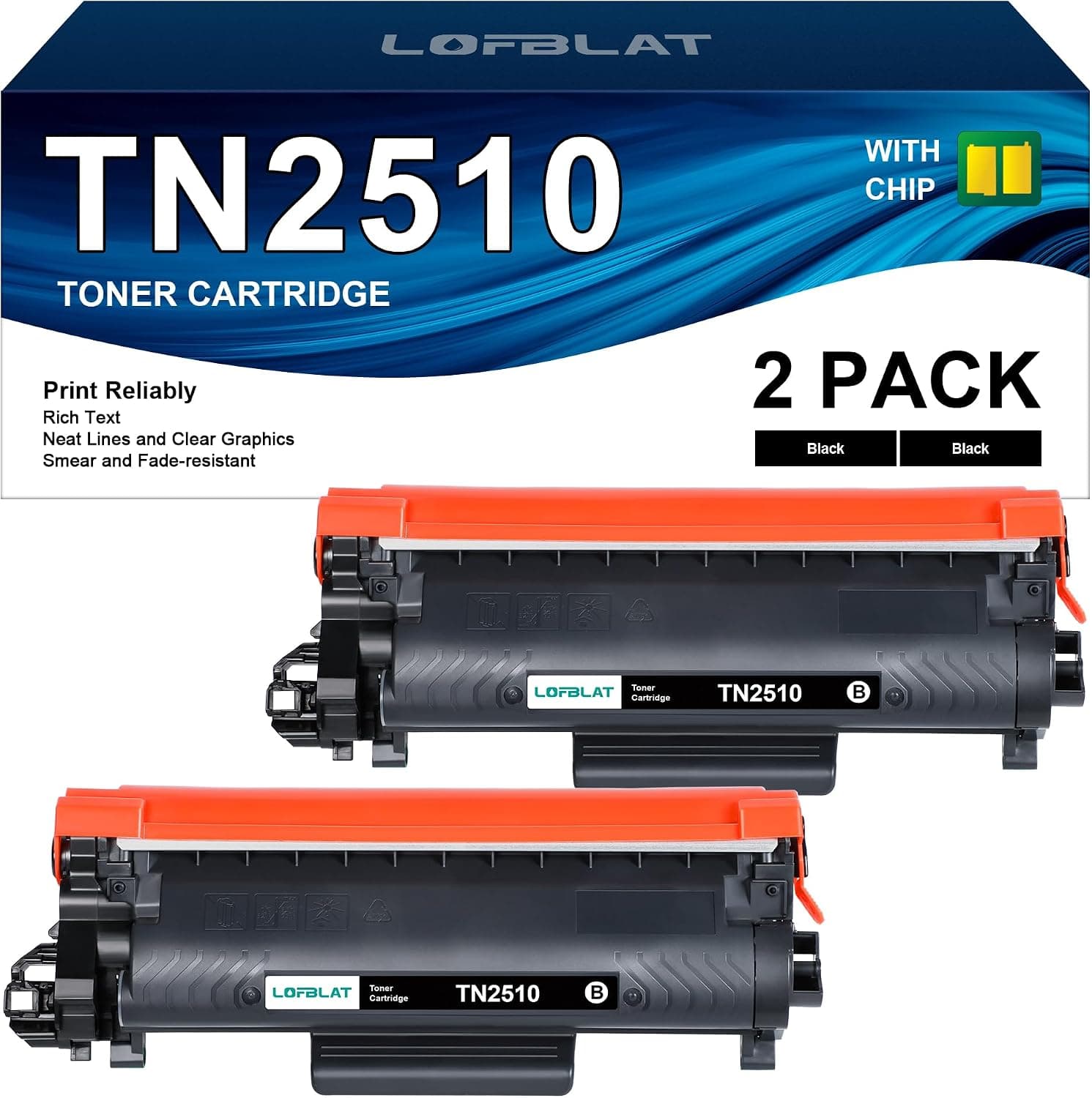 LOFBLAT TN2510 TN-2510 Toner Haute capacité 1200 Pages de Rechange pour Brother HL-L2400DWE, HL-L2445DW, DCP-L2620DW, DCP-L2660DW, DCP-L2665DW, MFC-L2800DW, MFC-L2827DWXL, MFC-L2835DW MFC-L286. 0DDW,